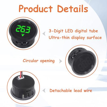 2 Pieces DC 4V-100V Voltmeter Gauge (Green) - color: Green, size: Not Waterproof