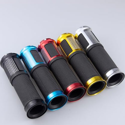 Universal Motorcycle Handlebar Grips Fits for Motorcycles with 7/8" Left Grip and 1" Right. - color: Silver