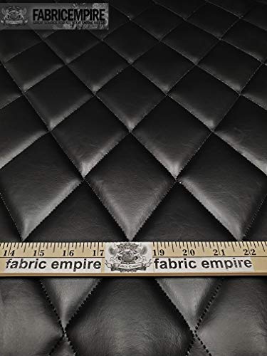 Vinyl Quilted Foam Fabric with 3/8" Foam Backing Upholstery / 52" Wide/Sold by The Yard/FABRIC EMPIRE (Marine Grade Black, Big Diamond 4" x 6") - color: Marine Grade Black, size: Big Diamond 4" x 6"