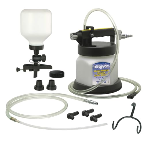 Mityvac MV6835 Pneumatic Brake and Clutch Bleeding Kit with Clamp-on Refill, Air Operated, 1.9 Quart Reservoir, 2qt Per Minute, Swivel Air Inlet, Automatic Shutoff Valve, Variable Thumb Throttle - style: Vacuum Refill Kit