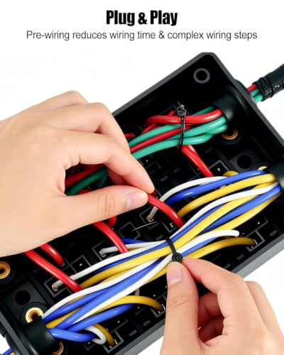 12 Volt Fuse Relay Box Fit for Car Trucks Boats RV Cars and Ships with 8 5-Pin Relays and 12 Fuses