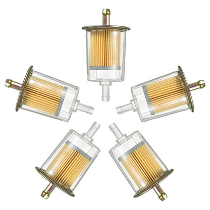 3/8" Universal Fuel Filters Industrial Tractors Cars Trucks Motorcycles Gas Powered Engine Inline Gas Fuel Line 5 Pack