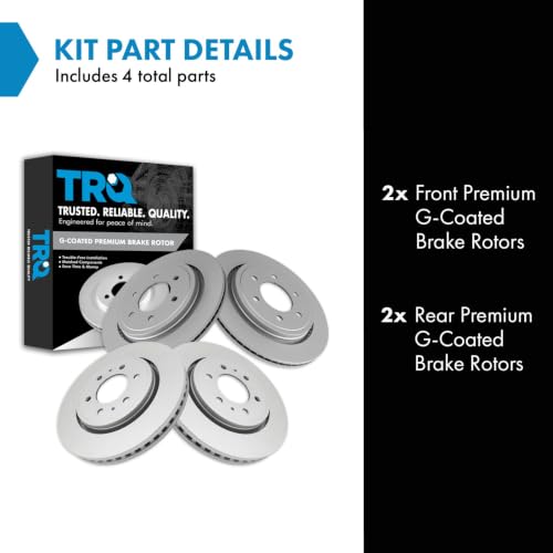 TRQ Front and Rear Brake Rotors Set Premium G-Coated - style: BRA15443