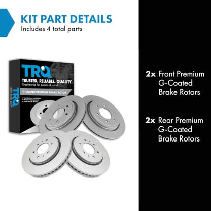 TRQ Front and Rear Brake Rotors Set Premium G-Coated - style: BRA15443