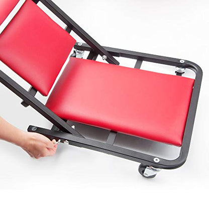 WINTOOLS 41" Foldable Heavy Duty Z Creeper Seat Rolling Chair Mechanics Garage 2 in 1 Work Bench