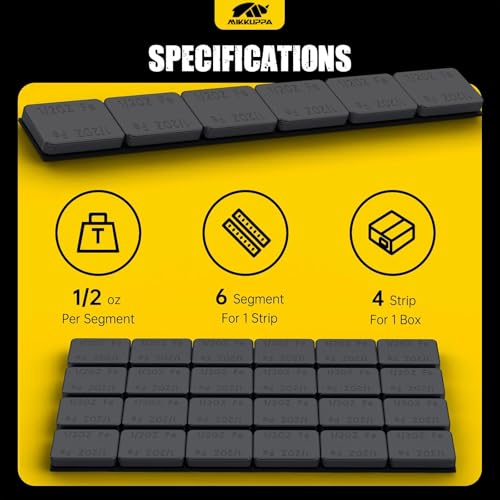 MIKKUPPA 1/2oz Adhesive Stick on Wheel Weights, Black 0.5oz, 12oz/Box - color: Black, size: 24 PCS