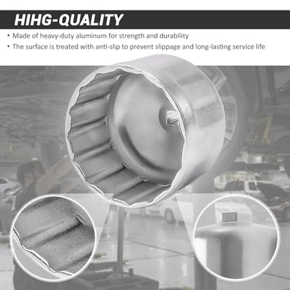 86.4mm 16Flutes Oil Filter Cap Wrench Removal Tool Socket for BMW Engines/for Volvo with 86mm Filter Housing Caps, Silver Heavy-Duty Aluminum - style: Aluminum