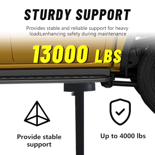Underhoist Support Stand, 1300 lbs Capacity, 28-48 Inch Height Adjustment, Removable V-Shape & Round Tray for Auto Repair and Vehicle Maintenance