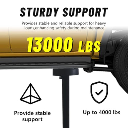 Underhoist Support Stand, 1300 lbs Capacity, 28-48 Inch Height Adjustment, Removable V-Shape & Round Tray for Auto Repair and Vehicle Maintenance