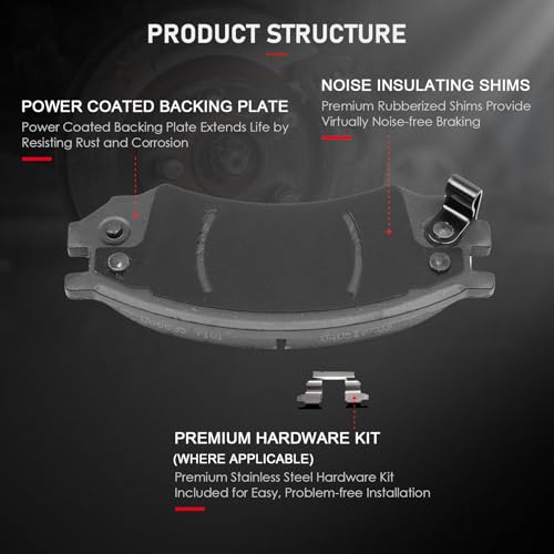 cciyu D507 Brake Pads w/Hardware Front Disc Brake Pad Set - size: Front[D507]