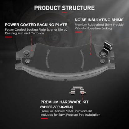 cciyu D507 Brake Pads w/Hardware Front Disc Brake Pad Set - size: Front[D507]