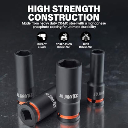 31-Piece 1/2" Drive Deep Impact Socket Set - size: 1/2" 31pcs
