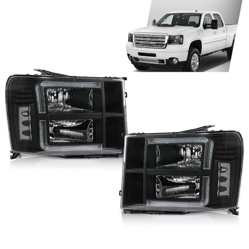 G-PLUS LED Headlights Assembly Compatible with GMC Sierra 1500 2007-2013 - size: [LED Black] 2007-2013 Sierra