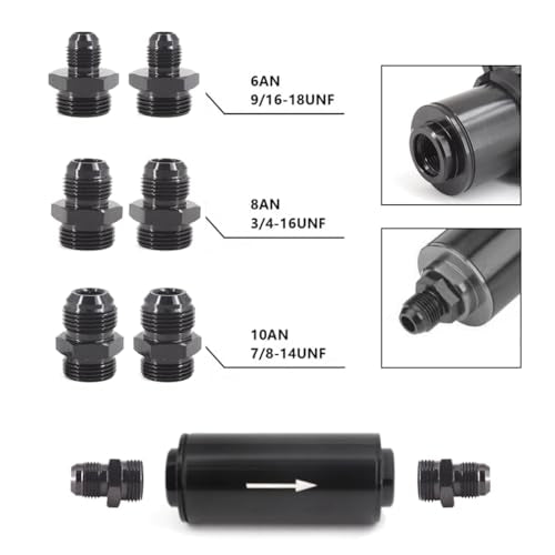 10 MICRON Inline Fuel Filter with 6AN 8AN 10AN Adapter&Bracket Clamp 50MM Universal Mount Bracket