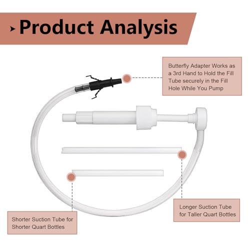1 Set Transmission Fuel Pump Kit, Hand Push Oil Transfer with Clamp & Dual Tubes, 8 CC Per Pumps Stroke Lower Unit Gear Oil Change Tool, Dispenser for Car Boat Motorcycle (White)