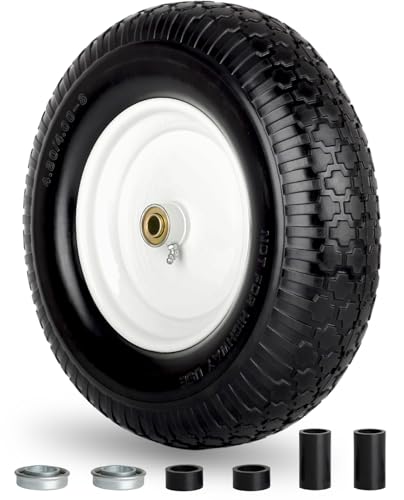 GICOOL 16'' 4.80/4.00-8 Flat Free Tire and Wheel, for Wheelbarrow, 1 PK - size: 1 Pack-3" Hub