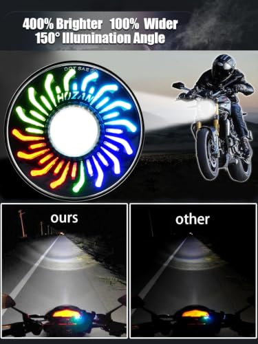 5-3/4 5.75" Chrysanthemum Petal DRL Motorcycle Headlight with Headlight Housing Bucket Mount Brackets Compatible with Shadow 750 Rebel 500 Vulcan Cafe Racer Choppers Cruiser - color: Chrysanthemum Petal-Mount Brackets