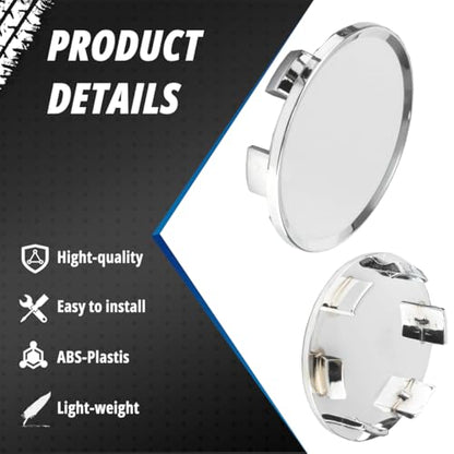 4 Pack Wheel Center Caps Kit for MiTo, OD 51 mm / 2 inch ID 45 mm / 1.77 inch Hub Caps, Snap-in Chrome ABS-Plastic Rim Covers - color: chome