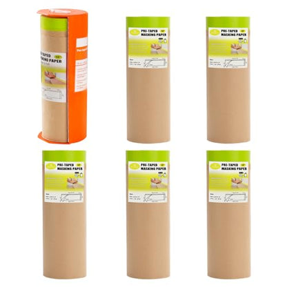 Tangibay Pre-Taped Masking Paper, 18" x 66', 1 Dispenser 6 Refills - size: 1 Dsp. 6 Refills: 18"x66'