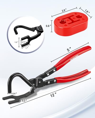 WORKPRO Exhaust Hanger Removal Tool with 4 Rubber Hangers, Red - color: Red