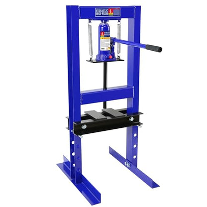 GAOMON Blue 6 Ton Hydraulic Shop Press, H-Frame Garage Floor Adjustable Shop Bearing Press with Stamping Plates to Bend, Straighten, Press Parts, Install Bearings & U-Joints