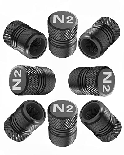 Tire Valve Stem Caps - Tire Air Caps Cover 8 Pack N2 Nitrogen Logo Corrosion Resistant Premium Alloy Universal for Car Truck Motorcycle Bike-Black - color: Black, size: N2 Nitrogen