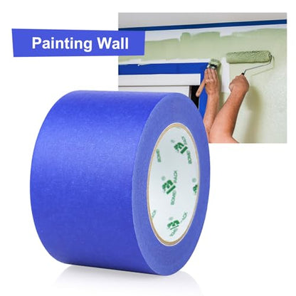 BOMEI PACK Wide Blue Painters Tape 3 Inches x 30 Yards, 3D Tape, 3D Printing Tape for Laser Cutting, 21-Day Clean Removal Wide Masking Tape - color: Blue
