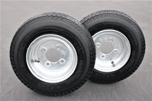 Antego 4.80-8 Trailer Tire & Wheel, 6 Ply, 4 Lug Galvanized, Set of 2