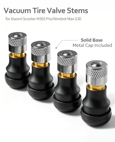 4 Pcs Tubeless Tire Valve Stems Vacuum Valve for Xiaomi Scooter M365 Pro & Ninebot Max G30, Equipped with Aluminium Cap - size: E-scooter Tube Valve Stem