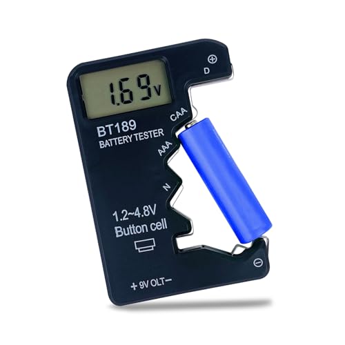 ZUFECY Digital Battery Tester, LCD Screen Voltage Checker for AA AAA C D 9V 1.5V Batteries, Portable Household Battery Tester Tool, Black