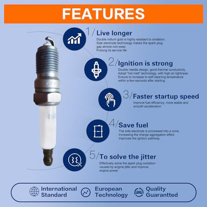 H501 Laser Iridium Spark Plugs – Automotive Replacement Performance Spark Plug,8 Pack