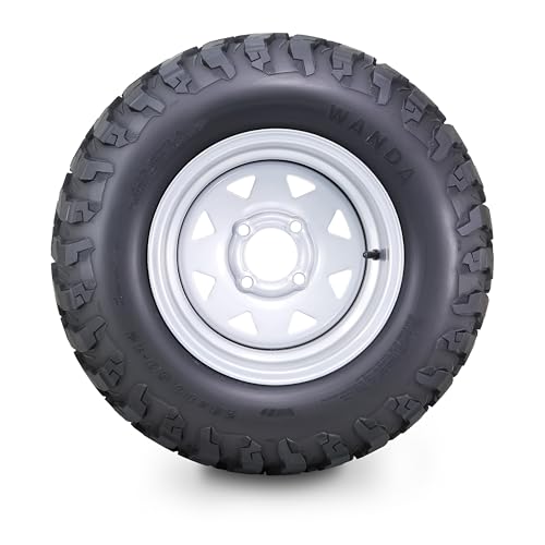 WANDA AT Style Golf Cart Tire Wheel 23x10.5-12 w 4X4 ET-25.4 Silver Rim,PK2 - color: Silver, size: 23X10.5-12