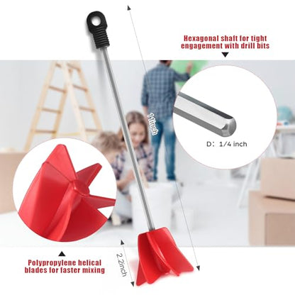 Loosh 3 Pcs 11" Paint Stirrer for Drill, Paint Mixer Attachment, Red - color: Red, size: 11"