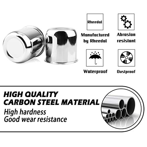 2Pcs 2.91" OD 2.91" H Push Through Trailer Wheel Center Cap for Rim - color: Chrome, size: 2.91" OD 2.91" H