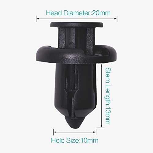 Lantee Bumper Clips for Honda & Acura - 10mm 50 Pieces Push-Type Nylon Fender Flare Fastener Rivet Car Clips for 91503-SZ3-003