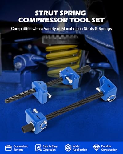 OMT Macpherson Strut Spring Compressor Tool Set with 10.5" Range - color: Blue, size: 10.5" Max. Compression Stroke