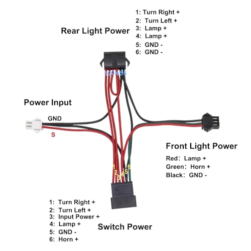 EBike Turn Signals Light Kit, Front Headlight 400 Lumens, Rear Taillight 80mm Hole Spacing (Mounting Bracket to Fit 50mm Rack Holes), Handlebar Control Switch, for E-Bike and Electric Scooter 12V-48V