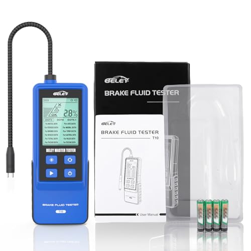 Brake Fluid Tester Digital Automotive Moisture Boiling Point Detector for DOT3,DOT4,DOT5.1 Brake Fluid with 2.8" Display, Audible Alarm, High-Precision Probe B10