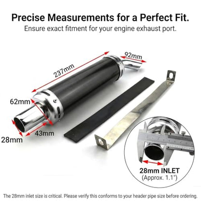 BADASS SHARKS 28mm Motorcycle Exhaust Muffler for 2 Stroke Dirt Bike Black - color: Jet Black