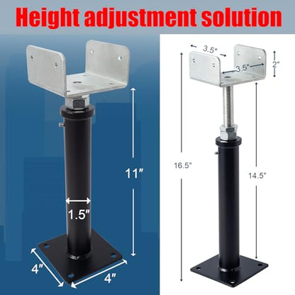 4 Pack U-Shaped Floor Jack - Adjustable Steel Beam Support for 4x2, 4x4, 4x6 Joists Heavy Duty Screw Jack with U-Head Telepost & House Jack.11-14.5 Inch Adjustment Range. - size: 11-15