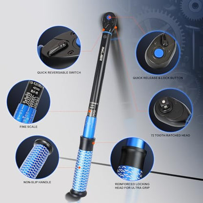 Drive Click Torque Wrench, 3/8" 10-120Ft.Lb, torque wrench for Car - size: 3/8inch 10-120Ft.Lb