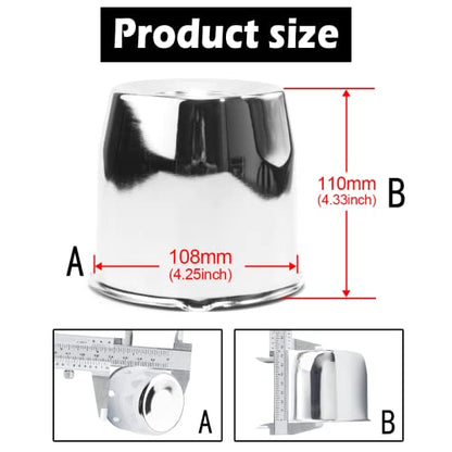 4Pcs 4.25" OD 4.33" H Push Through Trailer Wheel Center Cap for Rim - color: Chrome, size: 4.25" Hub 4.33" H