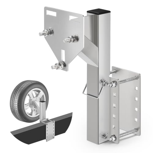 GADFISH Stainless Steel Spare Tire Carrier Mount, Elevated Folding 16.5 Inch Trailer Spare Tire Mount Holder，Fits 4/5/6 Lugs Trailer Wheels on 4"/4.5"/4.75"/5"/5.5" and 6" Bolt Patterns(Silver) - color: Silver