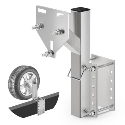GADFISH Stainless Steel Spare Tire Carrier Mount, Elevated Folding 16.5 Inch Trailer Spare Tire Mount Holder，Fits 4/5/6 Lugs Trailer Wheels on 4"/4.5"/4.75"/5"/5.5" and 6" Bolt Patterns(Silver) - color: Silver