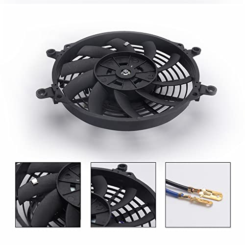 9 Inch Universal High Performance Electric Radiator Cooling Fan 12V 80W with Fan Mounting Kit - style: 9" Curved