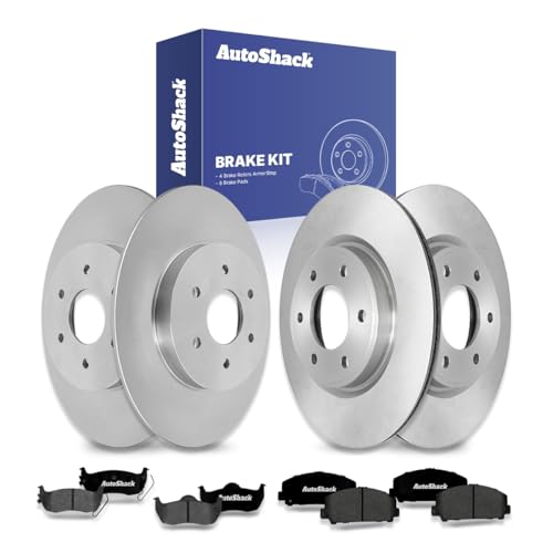 AutoShack Front Vented & Rear Solid Coated Rotors & Ceramic Pads - style: ArmorStop & Pad