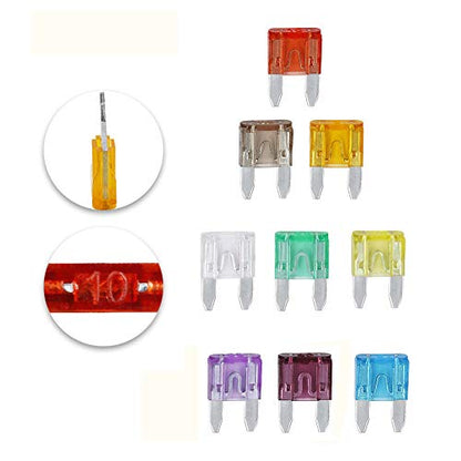 AHL 90PCS Mini Automotive Fuse Kit(5A 7.5A 10A 15A 20A 25A 30A 35A 40A),Car Fuses Assortment Kit,Mini Blade Fuses Automotive for Car, RV, Boat,Truck, Marine, Motorcycle, Auto, ATV Fuse - size: Mini 90pcs