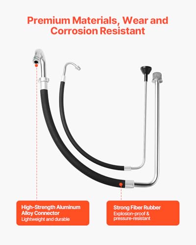 VEVOR Suction Hose Tube and Reflux Line Sets, Aluminum Alloy an Rubber Suction Hose and Reflux Line Set, Paint Sprayers Tool Part, Compatible with Multiple Airless Spraying/Line Painting Machine - size: 2 Pack