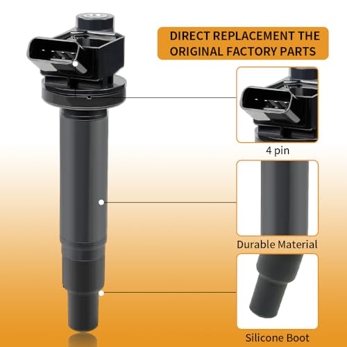 UF267 Ignition Coil Pack & 4504 Spark Plugs Compatible with Toyota Camry V6 3.0L 2006-2002, Avalon Sienna Solara Highlander, Lexus ES300 RX300 1999-2003, Lexus ES330 RX330 RX400h 3.3L V6#C1175 - size: UF267