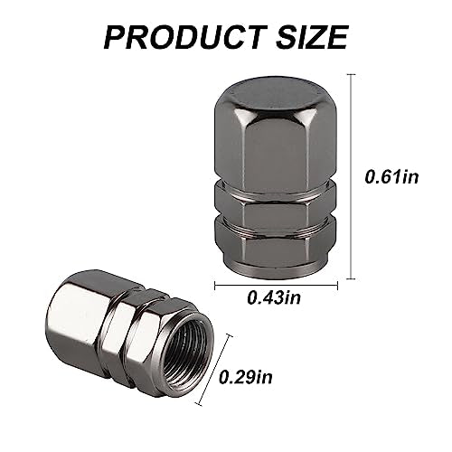 alpmosn Aluminum Tire Stem Valve Caps Wheel Valve Covers Car Dustproof Tire Cap Cover Accessories, Universal for SUV, Car, Bike and Motorcycle, Hexagon Shape (4PCS Grey) - color: Grey